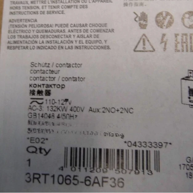

Brand new orignial 3RT1065-6AF36 3-pole Contactor Fast delivery