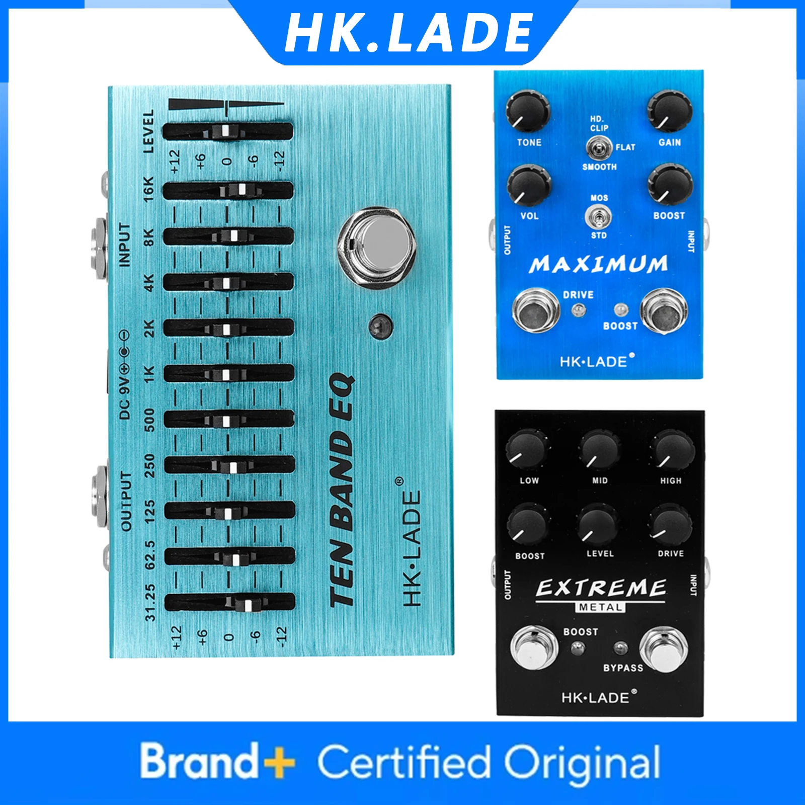 

HK·LADE Electric Guitar Effects Pedal Extreme Metal Distortion/10 BAND EQ Equalizer/MAXIMUM Overdrive True Bypass Guitar Parts