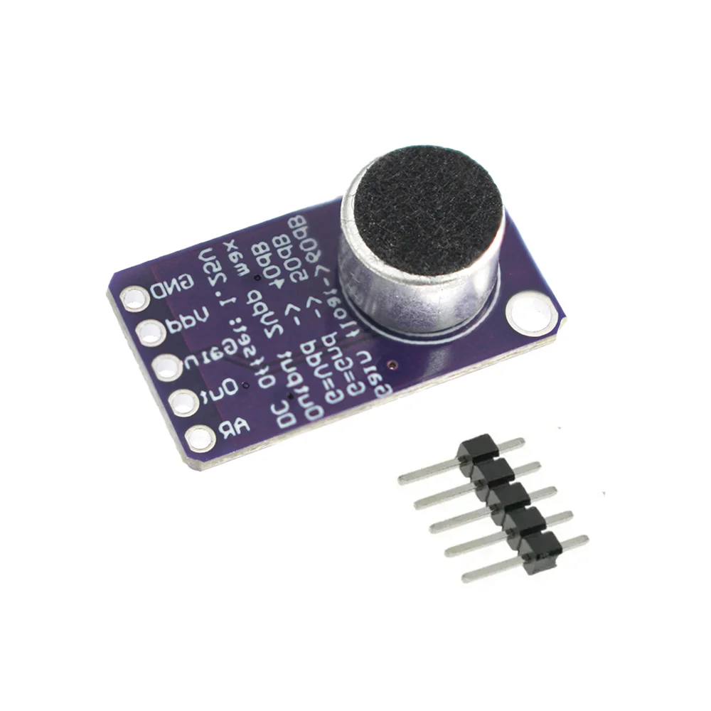 Módulo amplificador de microfone max4466 max9814, sensor de som, placa pcb, baixo ruído e agc, controle de ganho automático, kit diy para arduino, 1 peça