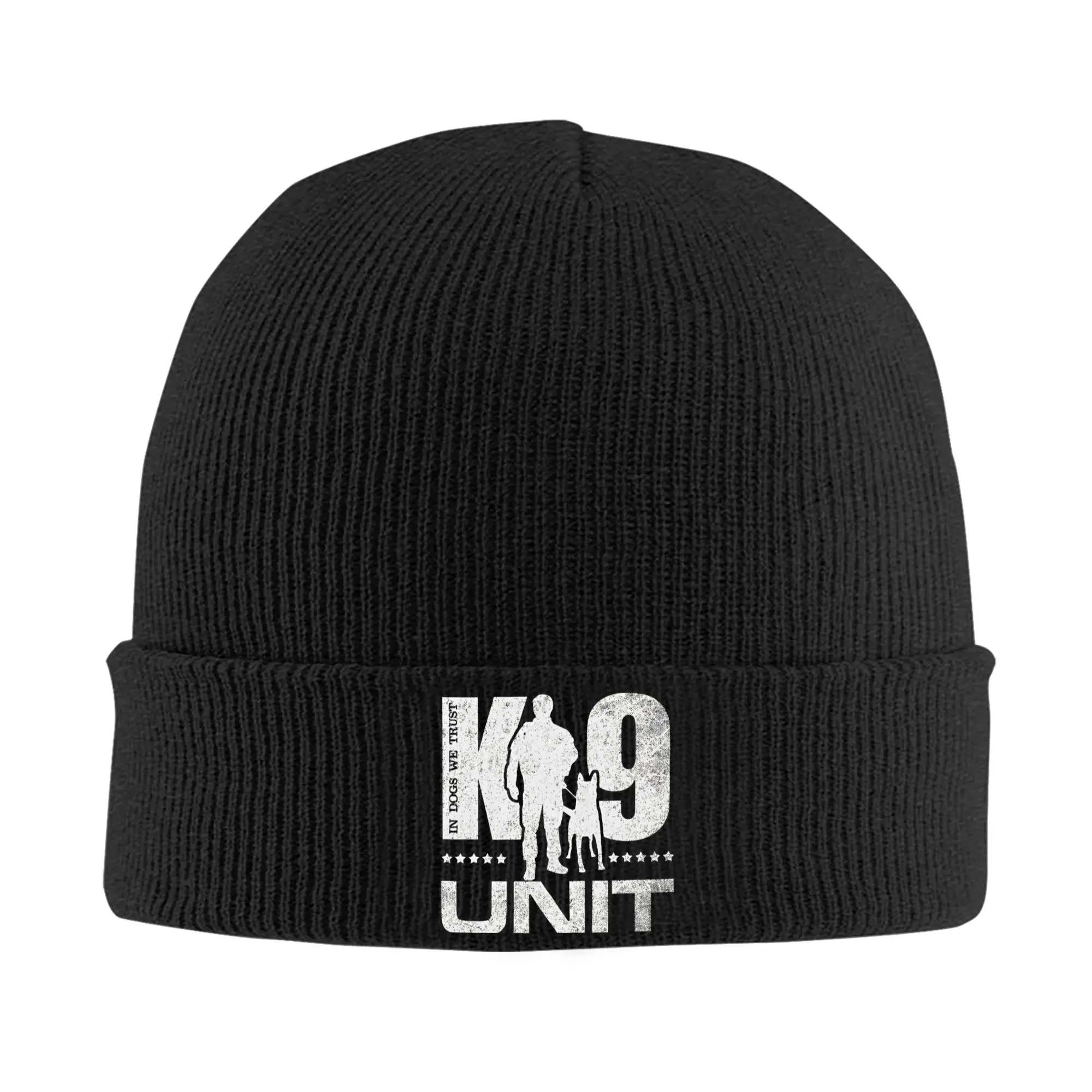 K9-Unit-Malinois-Team Handler Knitted Hat Beanie Winter Hats Warm Acrylic Hip Hop Tactical Police Dog Squad Caps Men Women Gift