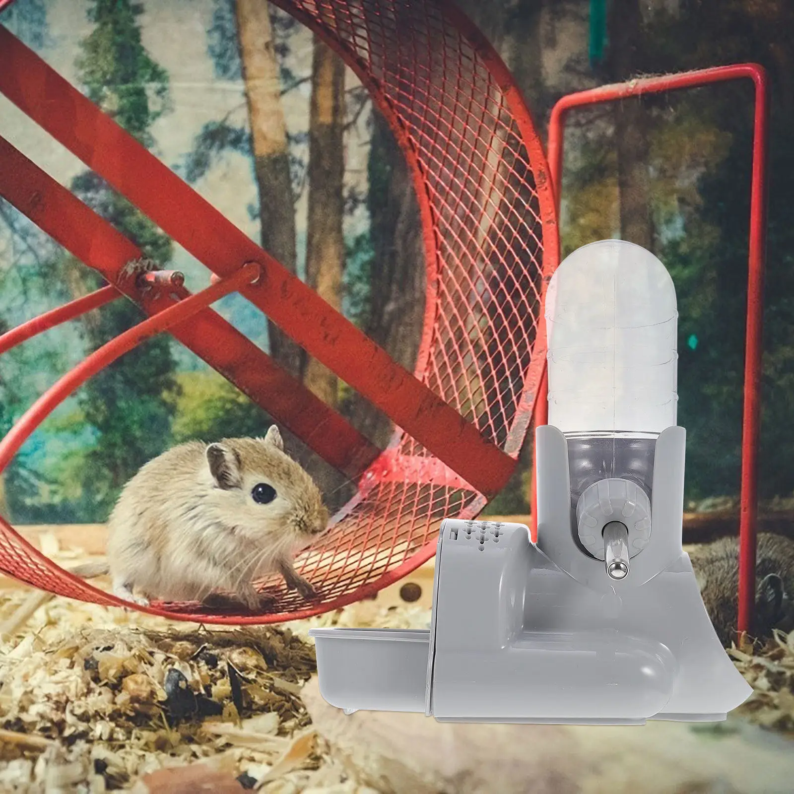 Standing Hamster Waterer Multi-Function Leakproof Water Feeder Rabbit Guinea Pig Water Bottle Hideout Pet Feeder Bite-Proof