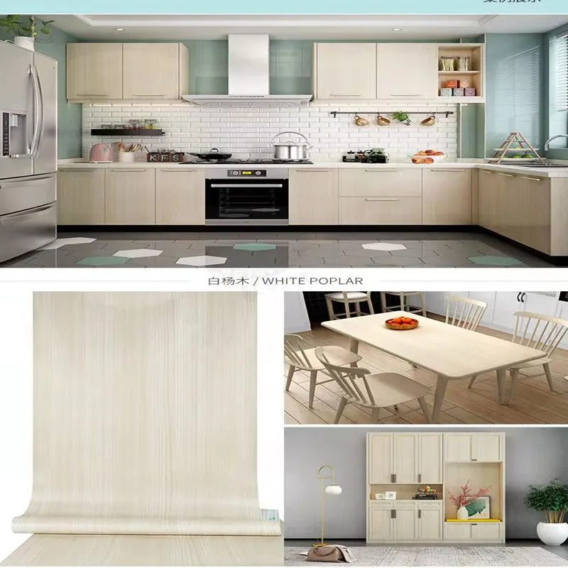 Self-adhesive Vinyl Paper Wood Wallpaper for Kitchen Furniture Desktop Cupboard Door Refurbished Waterproof Stickers Home Decor