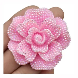 10/20PCS  45mm AB Glitter Roses Flower Flatback Flat Back Resin Cabochons Scrapbooking Phone Case Decor DIY Jewelry Hair Craft