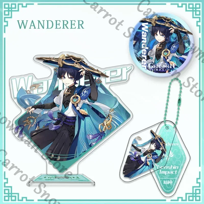 Anime Genshin Impact Zhongli Neuvillette Acrylic Standing Board Decorate  Sign Badge Keychain Cospaly Cartoon Keyring Emblem