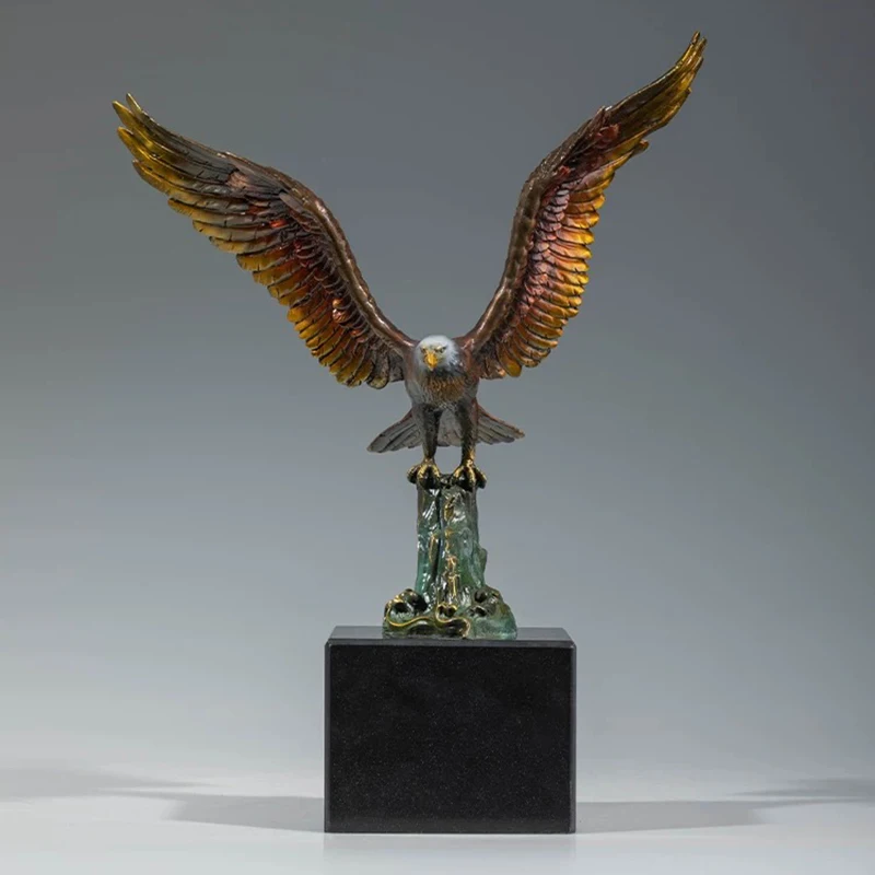 Bronze Eagle Sculpture Ornament,Luxury Artworks Decor,Eagle Model Statues,Office Desktop Decoration,Brass Crafts,Blessing Gifts