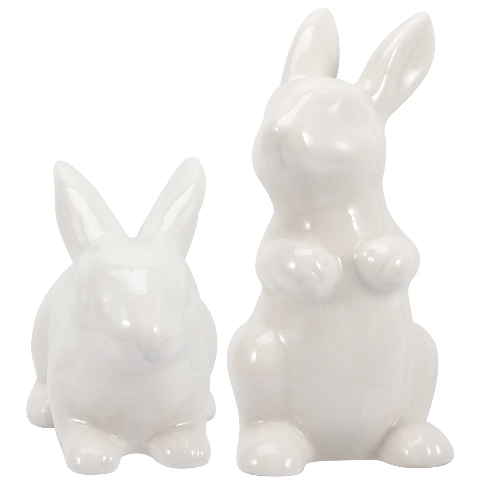 

2Pcs Rabbit Statue Ceramic Bunny Decor for Living Room Bedroom Bookshelf Desk Holiday Gift Home Interior Design