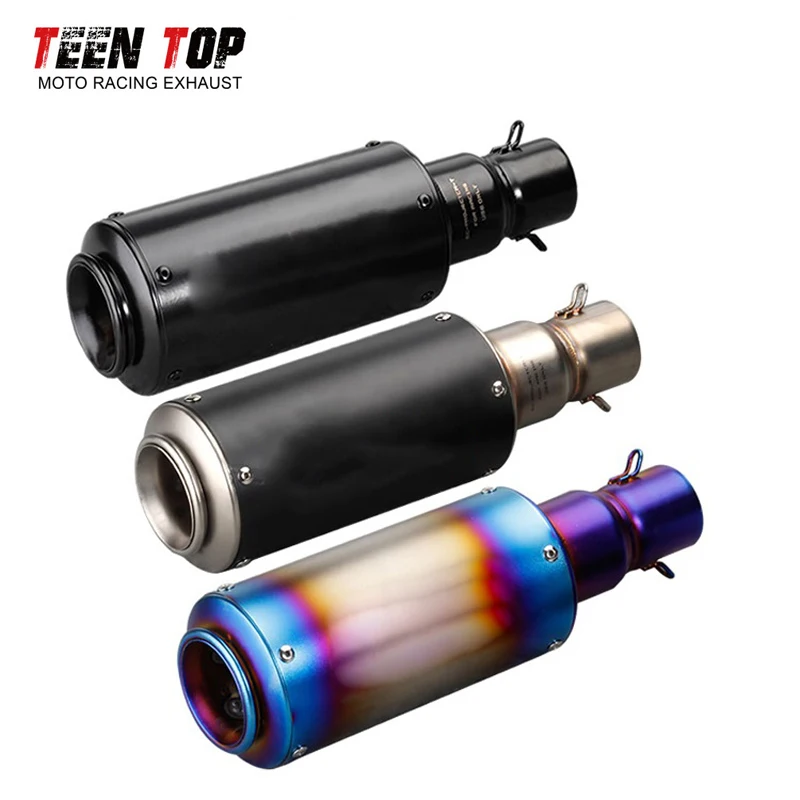 

51mm Universal Motorbike Exhaust Muffler 330mm Exhaust Elbow R1 R6 MT10 MT07 FZ07 T-max Muffler 304SUS Escape Moto Silencieux