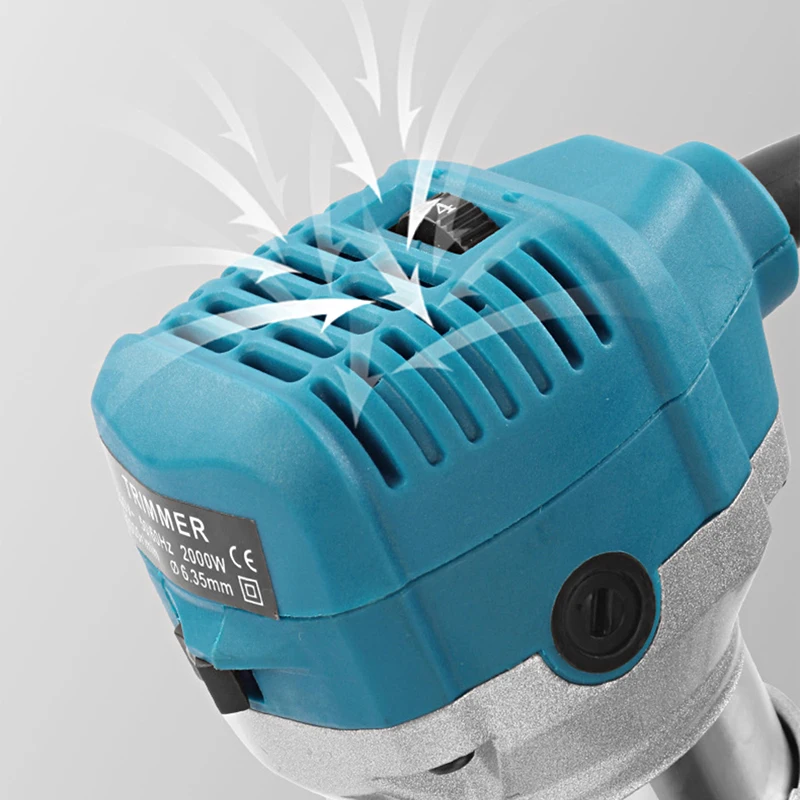 Imagem -03 - Aparador Elétrico para Carpintaria Fresadora de Madeira Gear Variable Velocidade Ferramenta de Carpintaria 6.35 mm mm Cutter 2000w