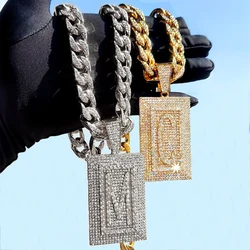 Hip Hop Women A-Z Initial Name Pendant Necklace 12MM Iced Out Rhinestone Paved Cuban Link Chain Necklaces Birthday Jewelry Gift