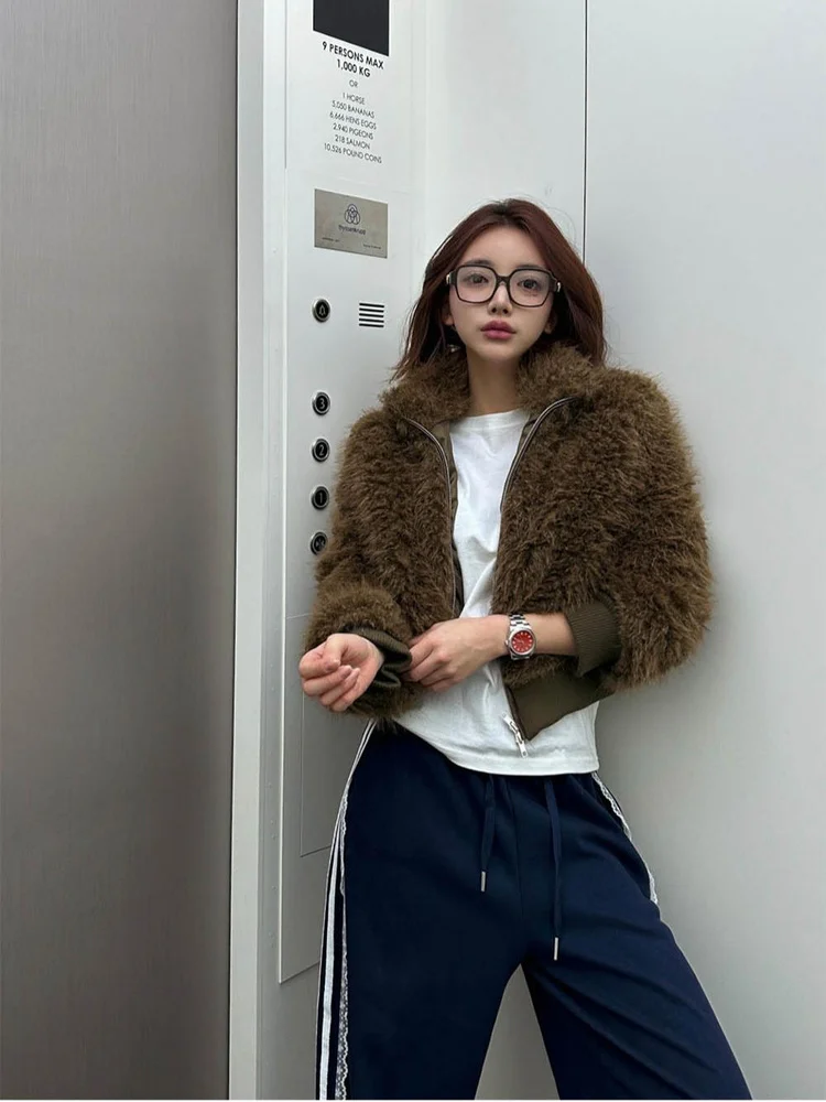 

Sli ort Fur Jaet Women's Vintage Loose Cotton Filled Warmth Korean Sle Faionable Outerwear Coat