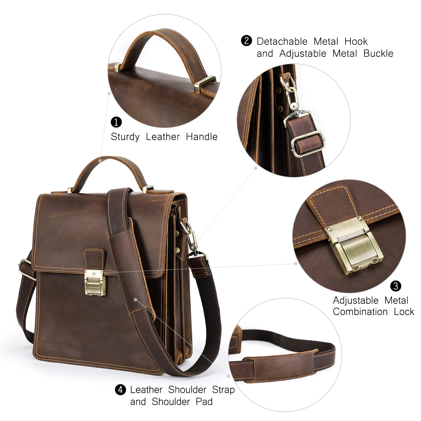 Vintage Genuine Leather Men Bags Shoulder Crossbody Luxury designer Handbag Messenger Tote Cross body Bag 11\