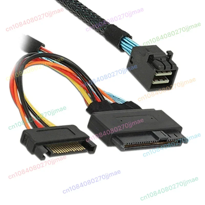 

For Suitable U.2 SSD NEW-2X Built-In 12G Mini To U.2 / SFF-8643 To SFF-8639 Cable 0.5M With 15-Pin SATA Power Supply