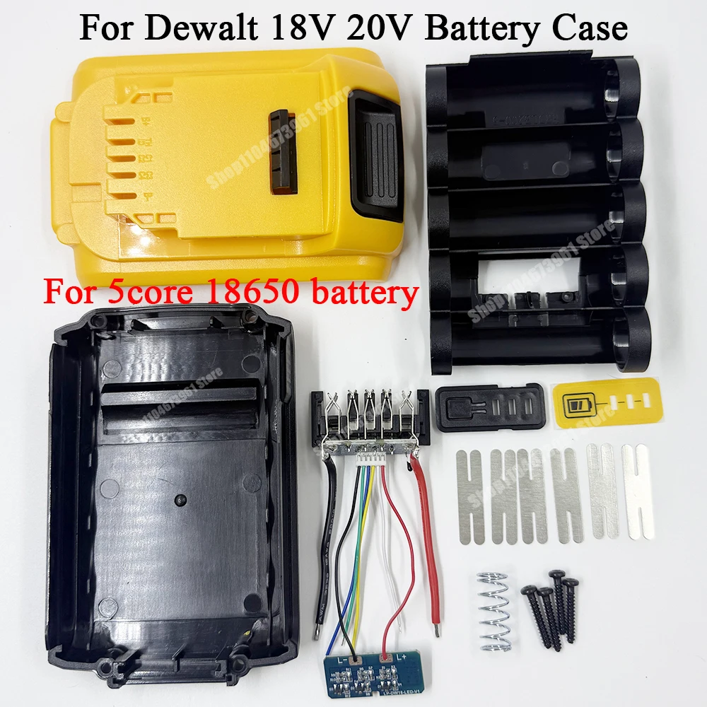 DCB200 5core 18650 Power Tool Lithium Battery Case Storage Box PCB Protection Circuit Board for Dewalt 18V 20V Battery Housings