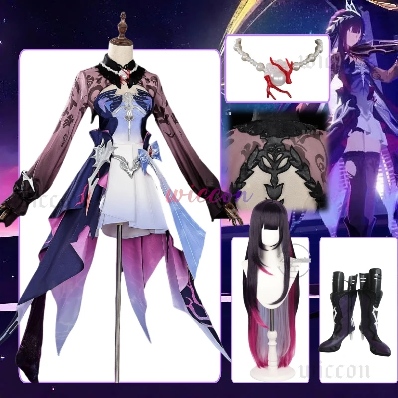 

Hysilens Honkai Star Rail Hysilens Cosplay Costume Anime Long Mixed Wig Props Halloween Party for Women Girls Carnival