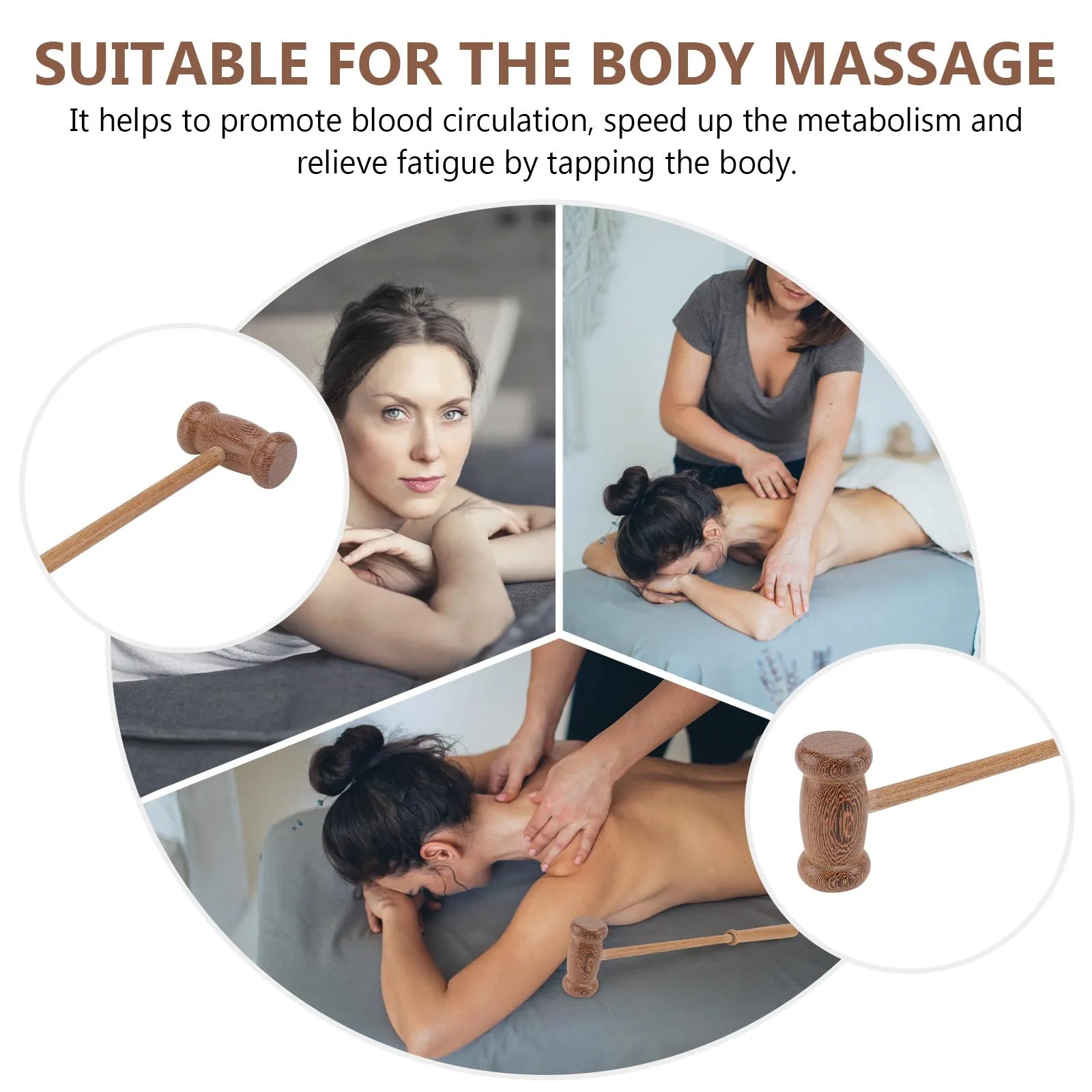 

Wooden Massage Body Neck Back Waist Leg Feet Wooden Massage Hammer Massager Tool Body Massager Handheld Knocking