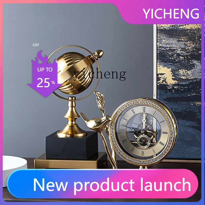 

LYY Modern Light Luxury Metal Table Clock Home Living Room Office Bedside Clock Decoration