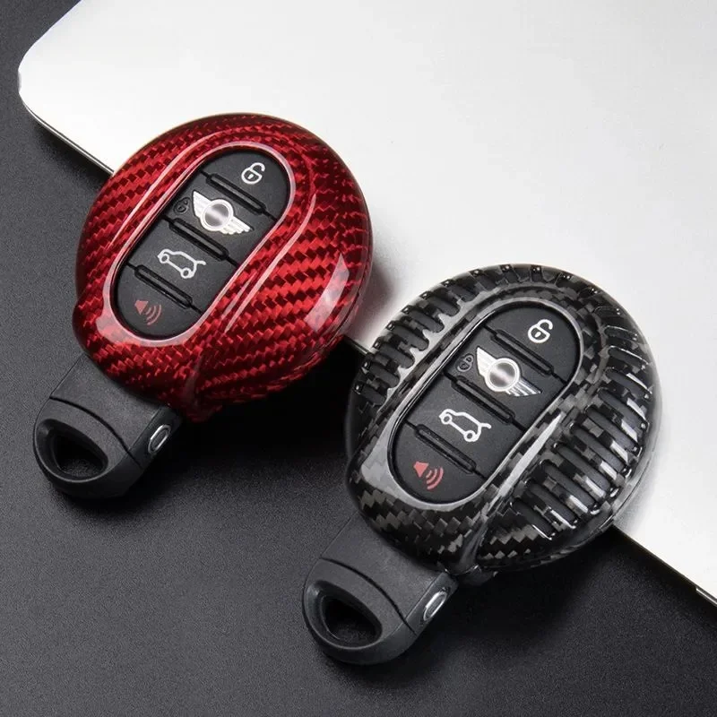 For BMW Mini F56 F55 F54 Real Carbon Fiber Car Key Fob Case Cover Shell With Air Vent Car Accessories