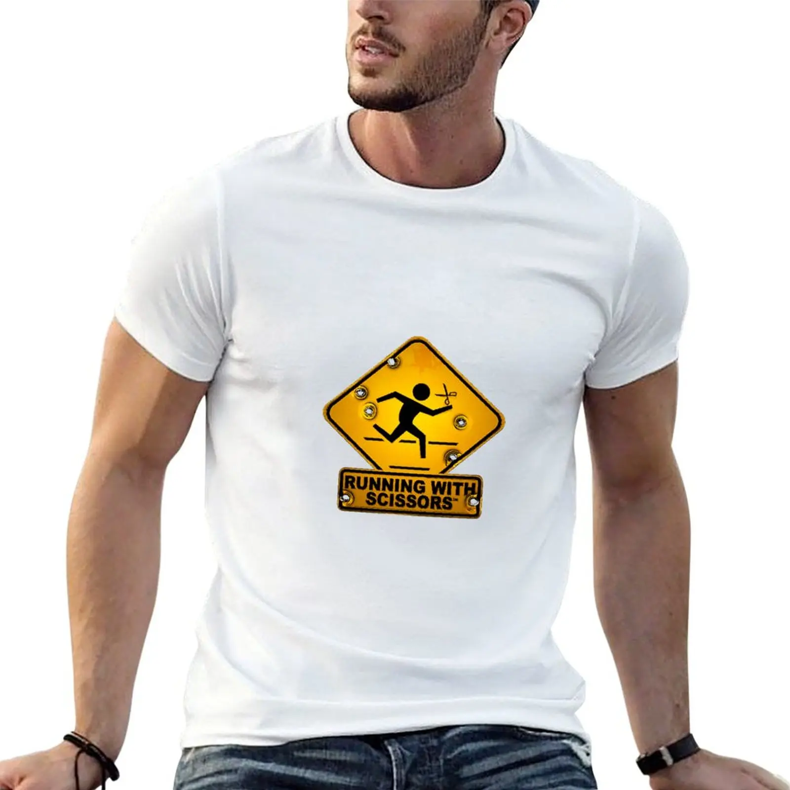 

man designer man T-Shirt t shirt Scissors shirt for t With Running