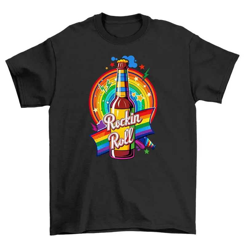 Pride_94 Rainbow and Beer T shirt Cheers to Inclusivity 100 cotton P