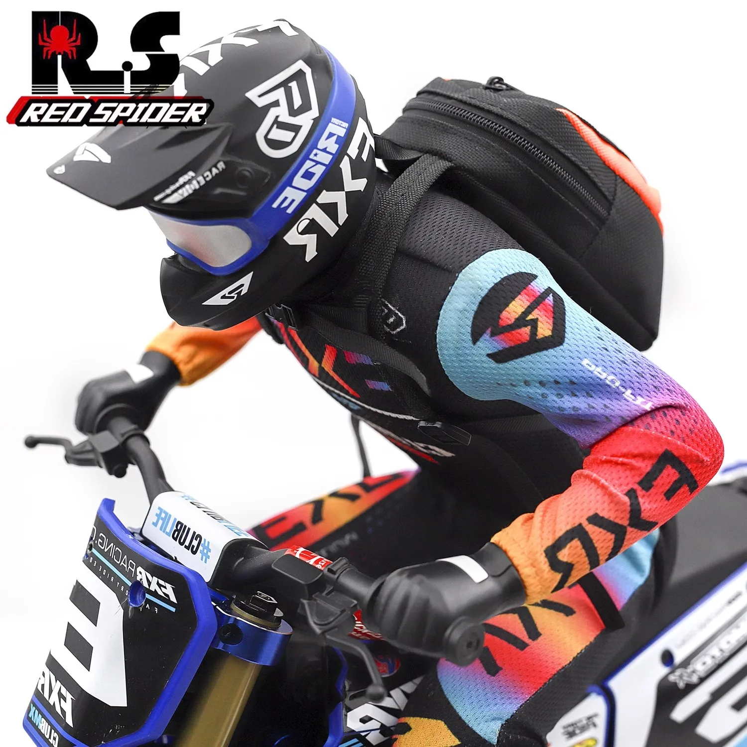 RS Red Spider produces LOSI 1/4 Pyroto MX remote-controlled electric off-road motorcycle simulation rider backpack