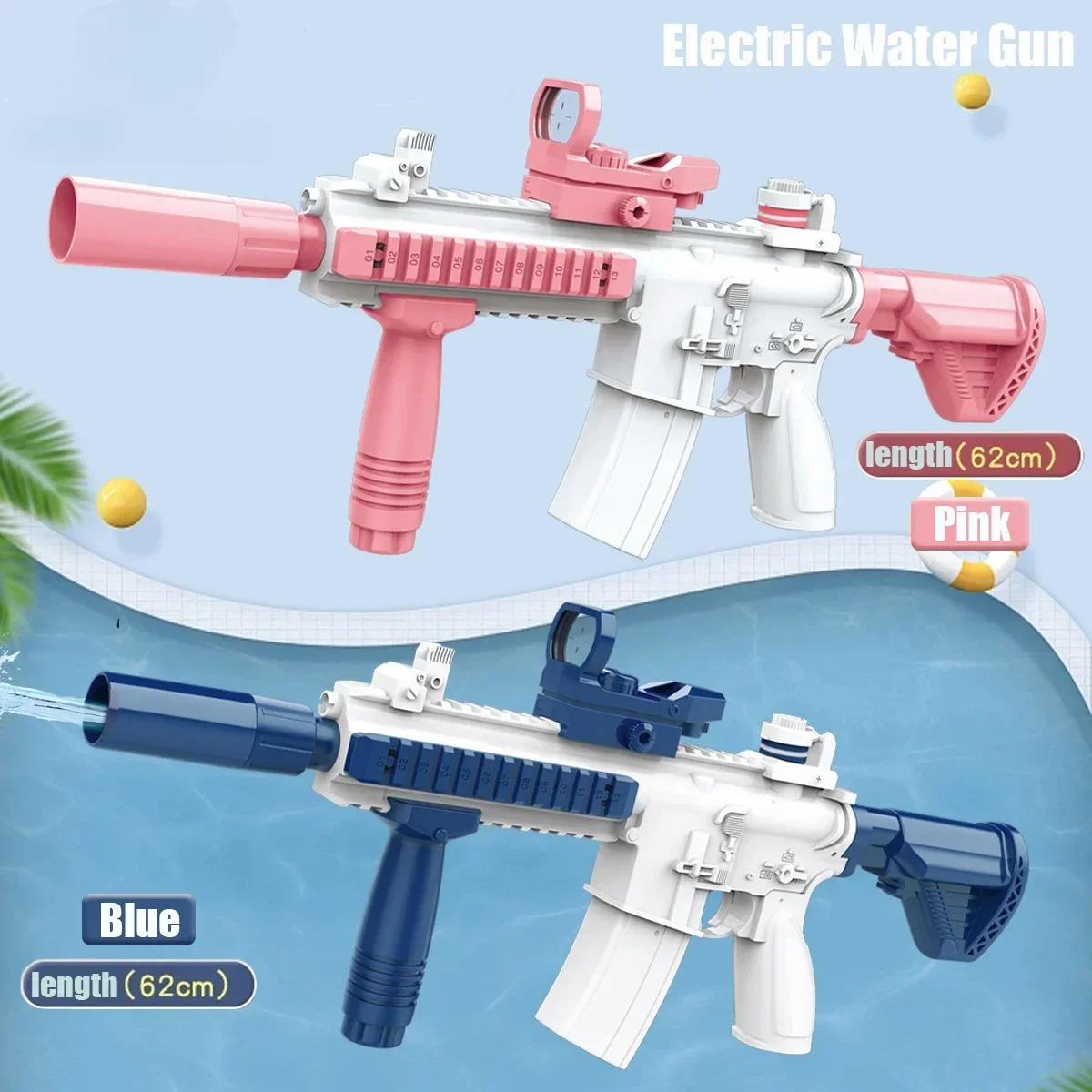 2024 Electric Water Gun Toy M416 Water Gun Electric Glock Water Gun Fully Automatic Shooting Toy Outdoor Beach Toy Children Gift