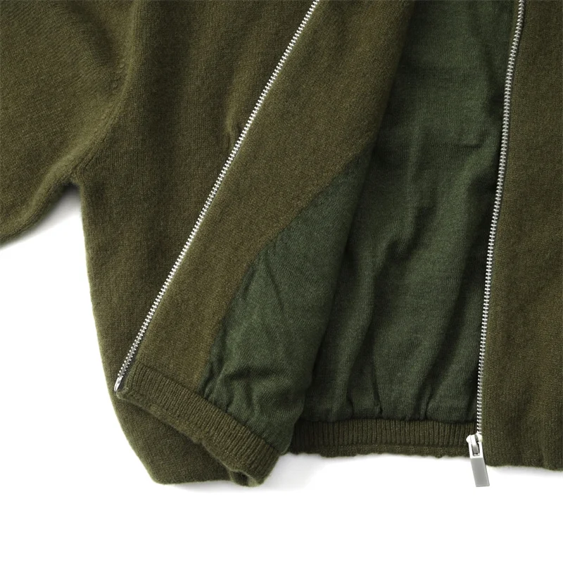 Cárdigan para mujer primavera 2026 nuevo tejido elástico ajustado top de manga larga 100% lana cuello alto suéter de mujer abrigo de mujer