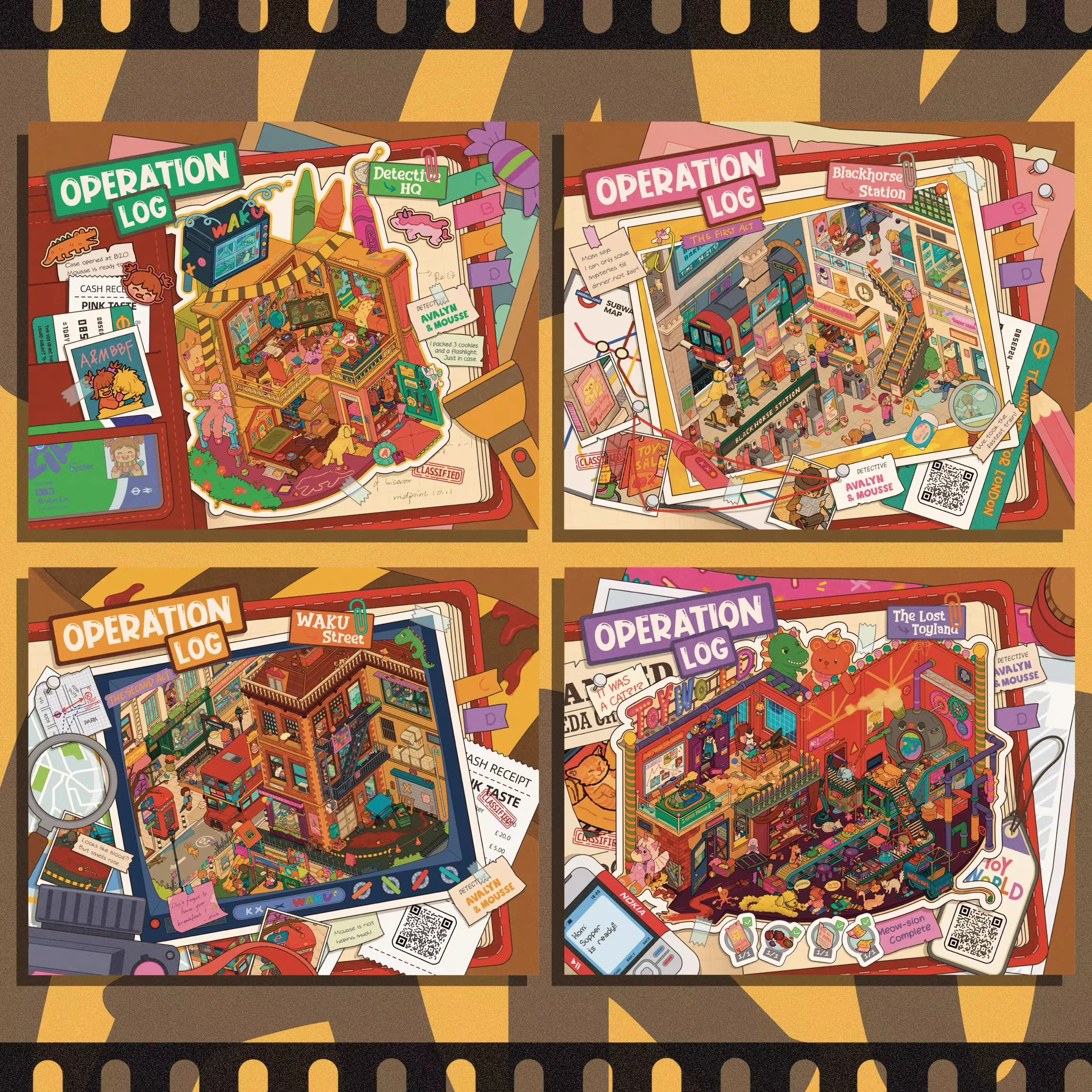 waku-フルイングリッシュミニチュア-25d-ステッカー-シーンコラージュ-風景ステッカー-ミニチュアシーンステッカー