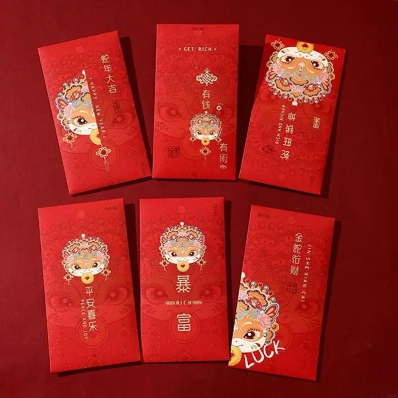 6Pcs Redness Envelopes for Spring Festival Cartoon Chinese Zodiacs Money Packets