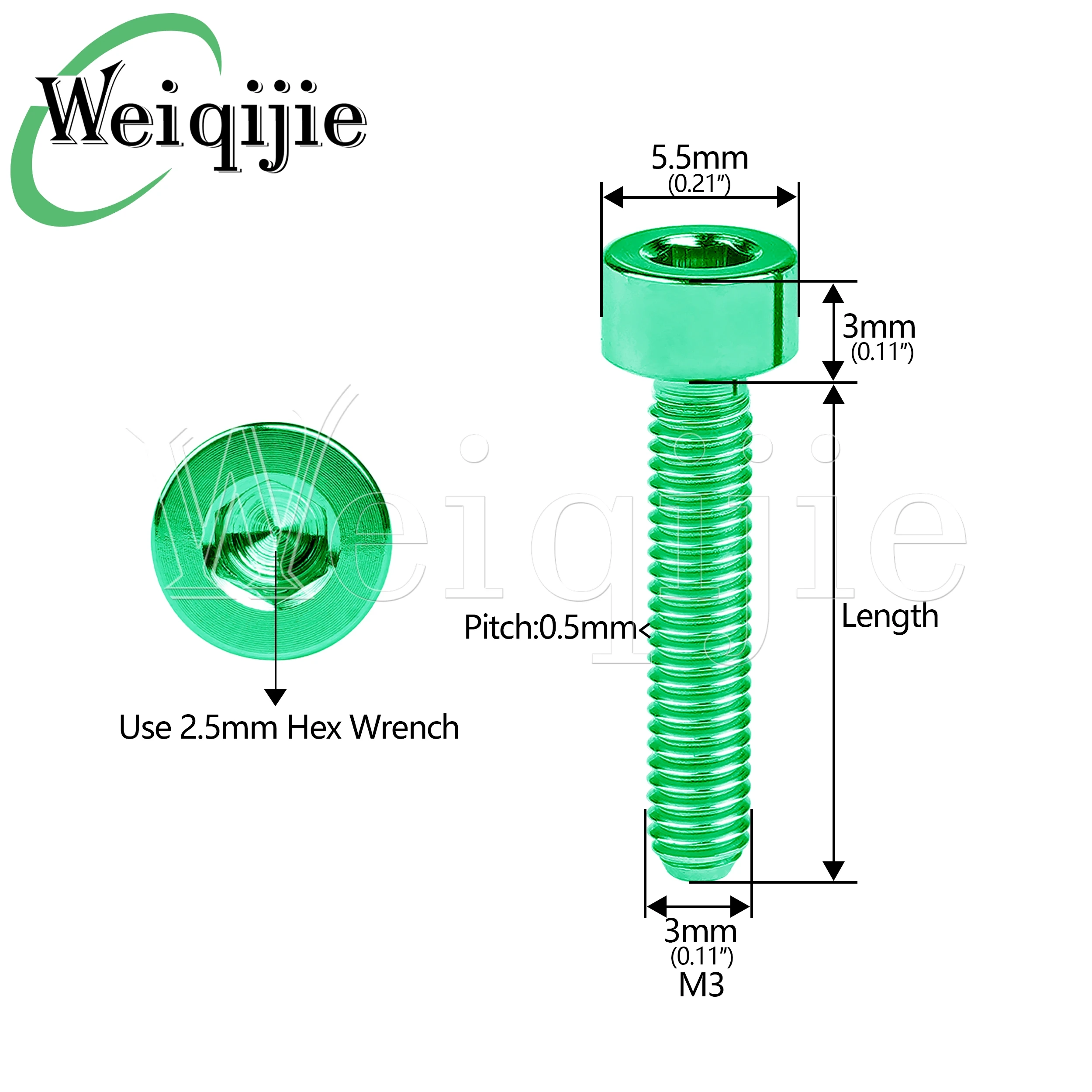 Weiqijie 6PCS Titanium Bolts M3x6 8 10 12 15 18mm Allen Socket Head Screws for Mountain Road Bike Seatpost Headphones