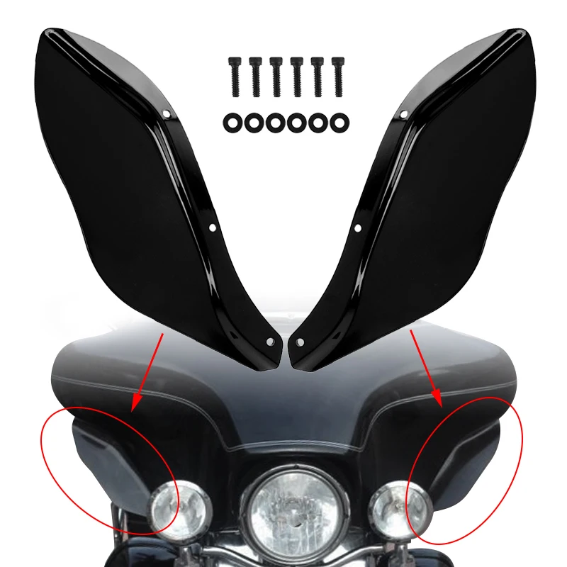 

Gloss Black Front Side Wind Deflectors w/ Hardware For Harley 1996-2013 Touring Electra Glide Street Glide Trike