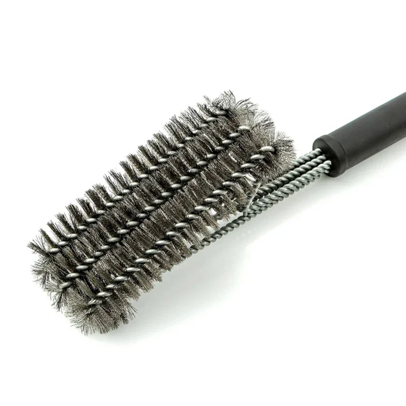 New Kitchen Accessories BBQ Grill Brush and Scraper Barbecue Kit Cleaning Brush Stainless Steel Tools Wire Bristles Triangle