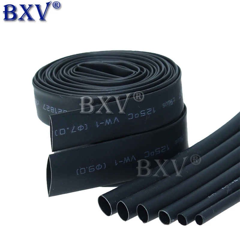 1PCS 2 Meters Heat Shrinkable Tube 11mm 12mm 13mm 14mm 15mm 16mm 18mm 30mm Black Insulation Sleeve
