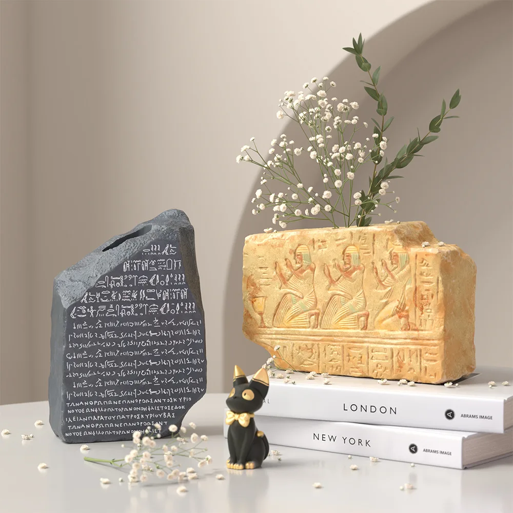O rosetta pedra tablet vaso molde de silicone irregular stele castiçal titular gesso gesso molde concreto uv resina cola epoxy ferramenta