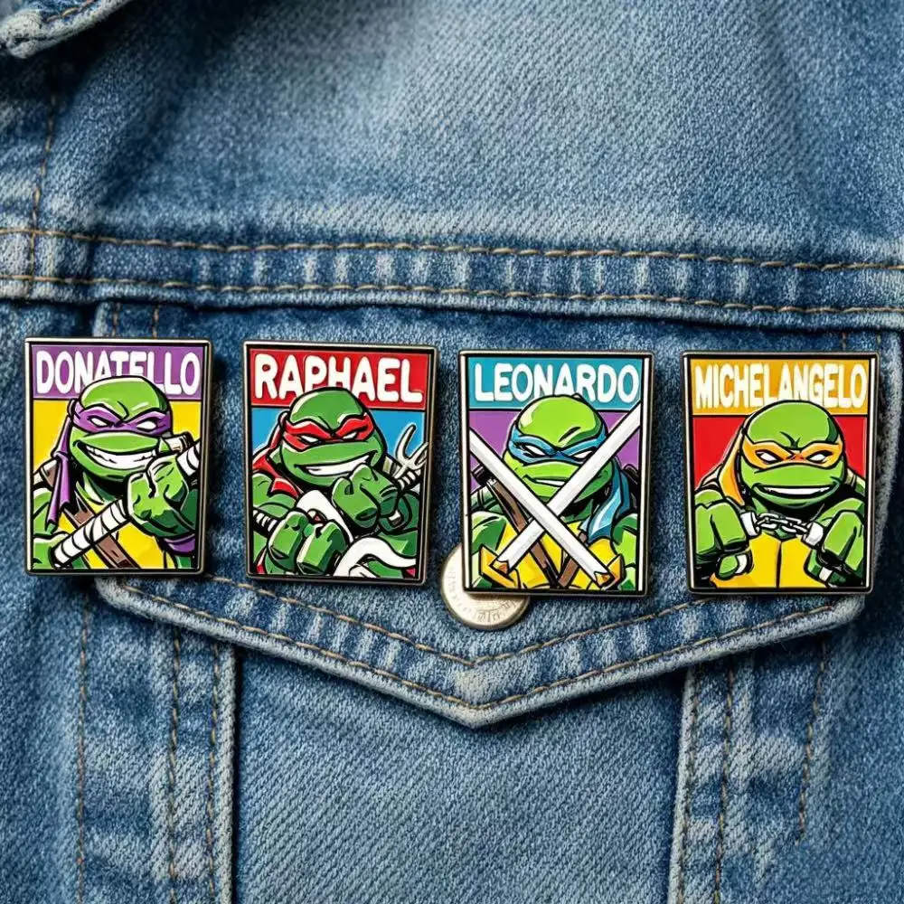 4Pcs Pcs Retro Comic Cartoon Enamel Pins Set, Cool Hero Brooches, Halloween Gift Lapel Badges for Backpack Clothes Jewelry