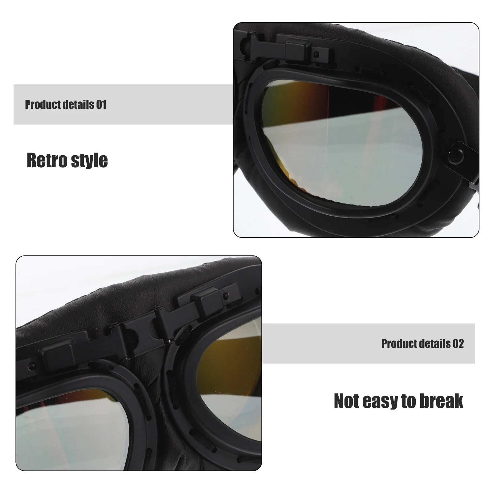 Retro Motorcycle Goggles Vintage Design Clear Wind Goggles for Adult Riding Dirt Bike Winter Sand Riding
