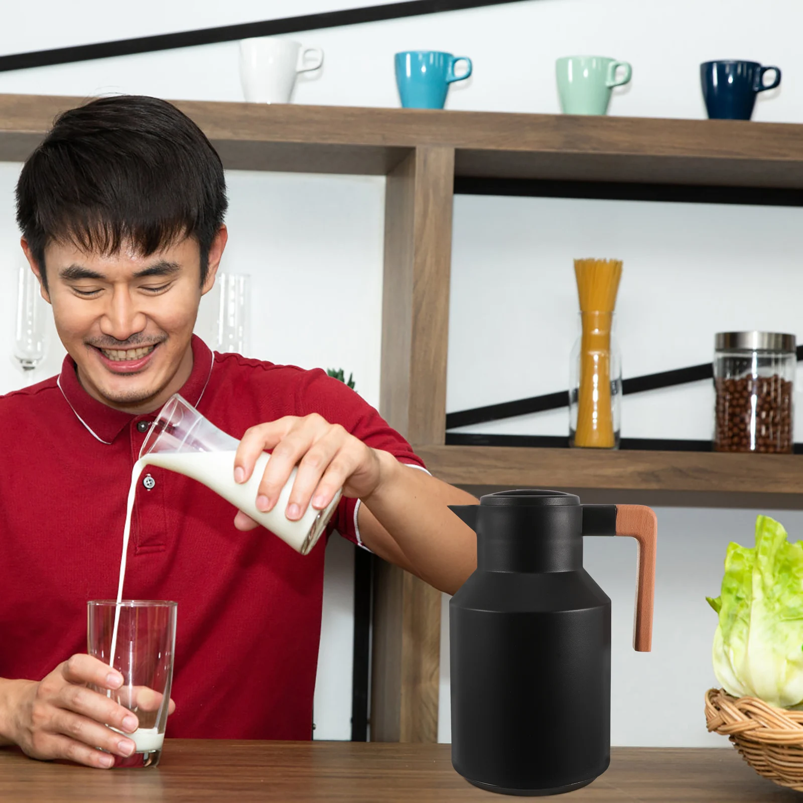 

Insulation Thermal Hot Kettle Insulation Water Bottle Water Kettle Portable Thermal Pot Household Wooden Design Long Use