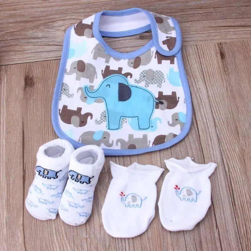 

N84E Soft Breathable Socks Bibs Gloves Cartoon Fashion Newborn Boys Girls Gifts