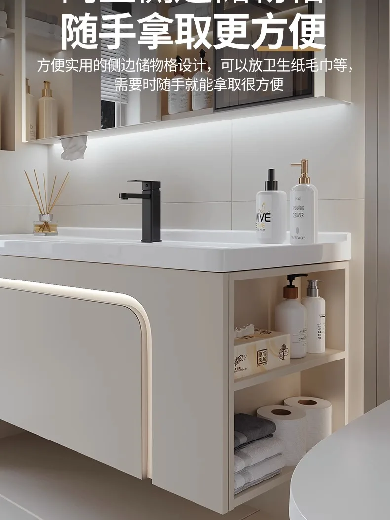 Cream wind bathroom cabinet combination Foshan ceramic integrated hand and face basin toilet toilet wash