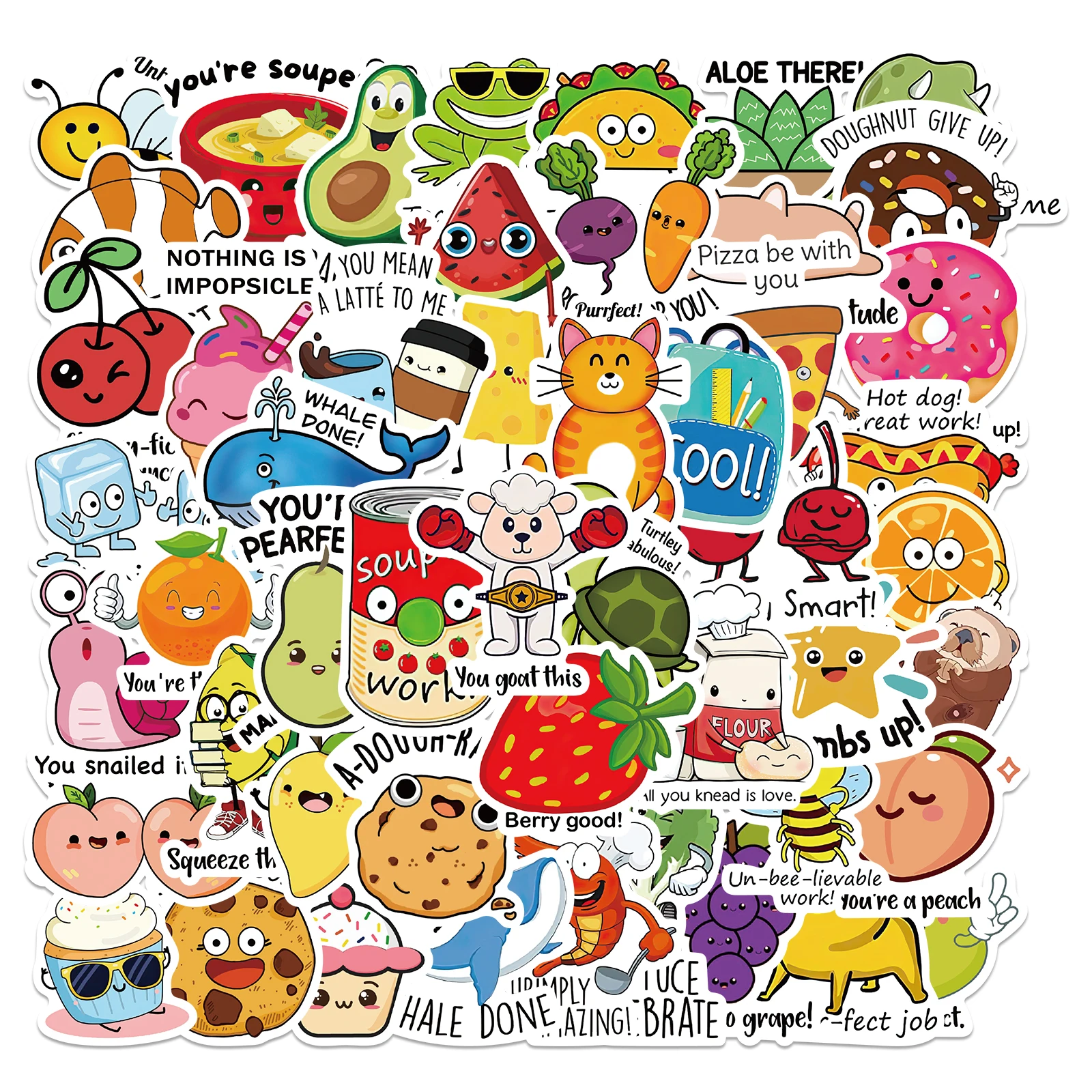 50pcs Fun Teacher Stickers for Kids Reward Punny Motivational Sticker Positive Pun Teacher Supplies Stickers