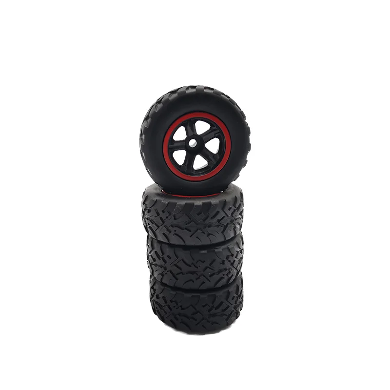 4 قطع من ملحقات ترقية عجلة الإطارات المطاطية لقطع غيار السيارات لشاحنة WPL D12 1/10 RC، أسود