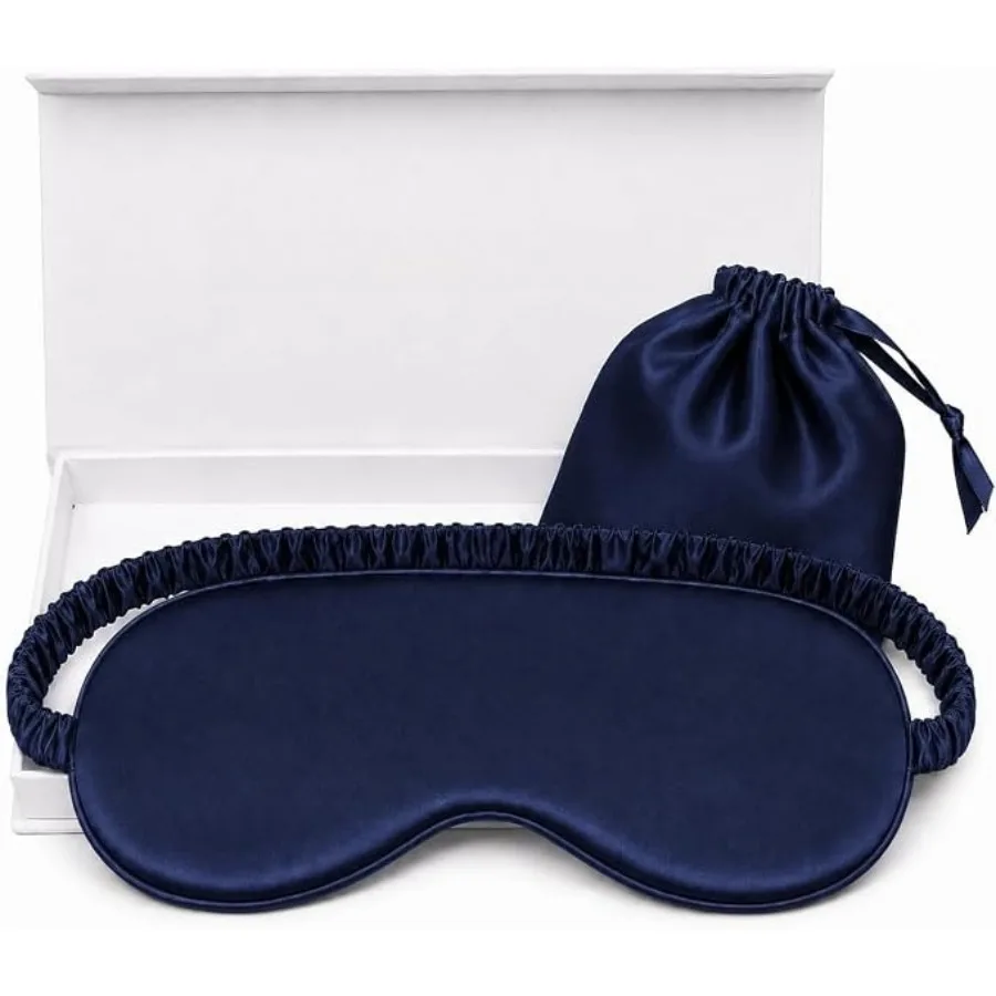 

Silk Sleep Mask Light Blocking Luxury 100% Mulberry 19mm Silk Eye Mask Eye Cover Blindfold Ultra Soft Light & Comfy Anti Aging Skin Care with Travel Bag Gift Package, Deep Blue