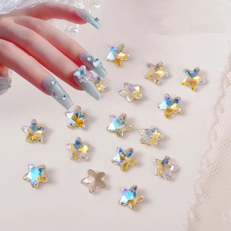 20pcs Hot Starfish 8mm Nail Rhinestones Decoration Luxury Fancy Crystal Glitter Star for Nail Jewelry DIY Nail Accessories