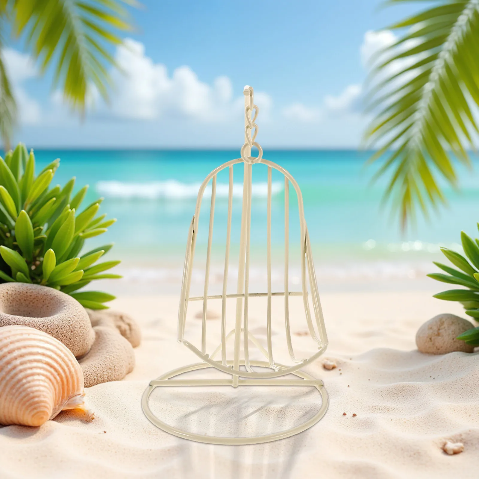 

2Pcs Miniature Iron Hanging Basket Chair Versatile Decor for Dollhouse Living Room Patio Balcony Fairy Garden Desktop Ornament
