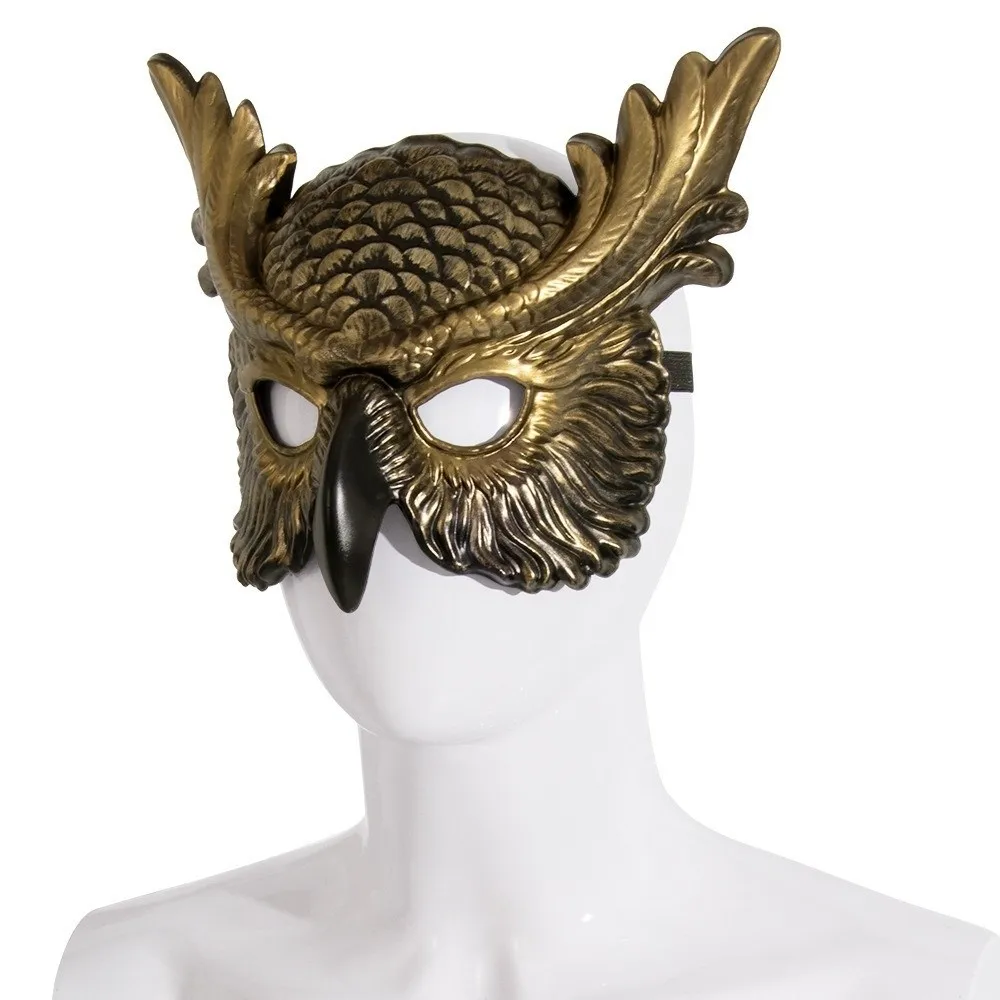 Accessorio per feste Design realistico Maschera da gufo Materiale PP Maschera per uccelli Maschera a pieno facciale Maschera da ballo Maschera in maschera stile spaventoso Mardi Gras