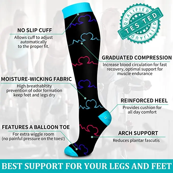 3/6 Pairs Free Shipping Compression Socks Women Medical Nursing Socks Varicose Veins Nurse Compression Socks For Sport Socks