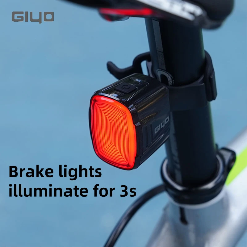 GIYO Cycling Rear Light Smart Brake Sensing Light Bicycle Tail Light MTB Road Bike IP66 Waterproof LED Charging  Safety Lamp