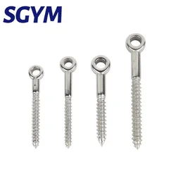 M4/M5/M6/M8/M10 316 Stainless Steel Eye Shape Screws Wood Terminal Ring Eyelet Hooks Self Tapping Wire Rope Accessories