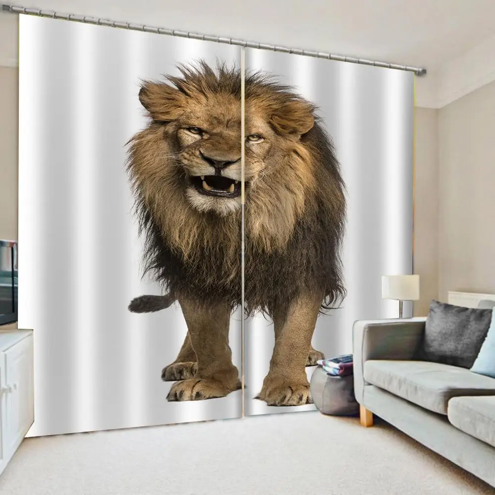 Customized size Luxury Blackout 3D Window Curtains For Living Room brown lion curtains personality curtains