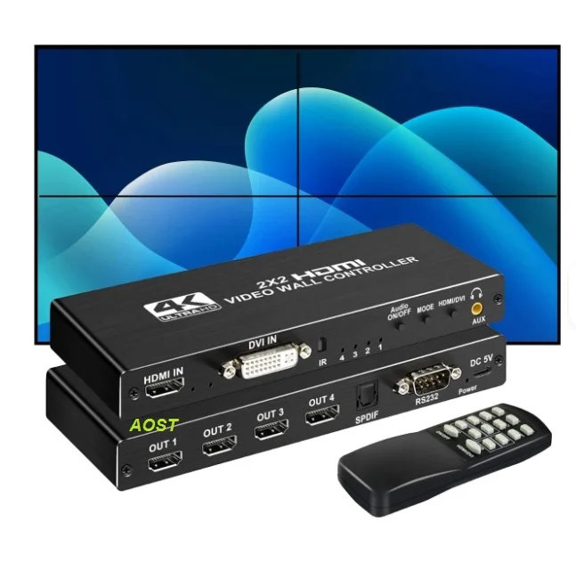 Factory  2x2 4K 30Hz 1080P 1 in 4 Out HDMI TV Video Wall Processor Controller 1x2 1x3 1x4 Model Displays Controller