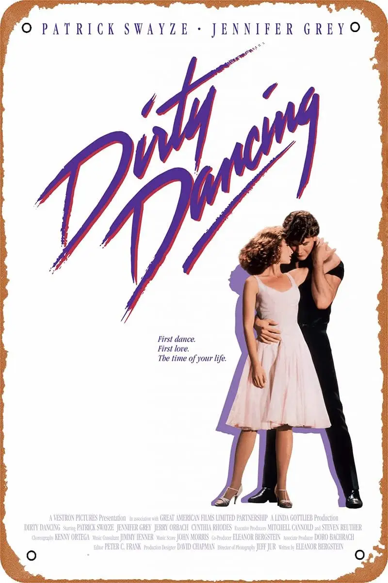 Póster de película QIAN & XII Dirty Dancing, letrero de Metal Retro, letrero de estaño para cafetería, Bar, hombre, cueva, oficina, garaje, decoración de pared del hogar